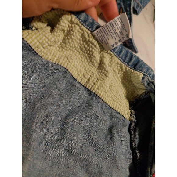 vintage OshKosh B'gosh denim dress with embroidered flowers and ruffled hem 12m - Picture 10 of 11